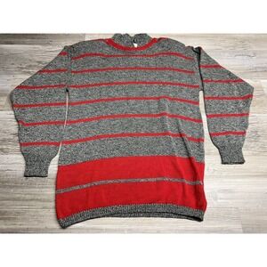Vintage‎ Blake by Devon Collared Striped Sweater Shoulder Pads Size XL USA Made